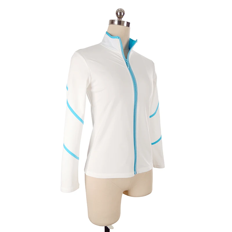 New Design Four-Way Stretch Thermal Fleece Nylon Spandex Zipper Stretch Ladies Figure Skating Jacket Zipper Top