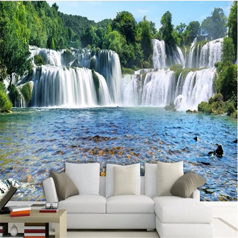 

beibehang Custom wallpapers Waterfalls Water 3D Stereo Fresco Landscape Backdrop Non - Woven Wallpaper papel de pared