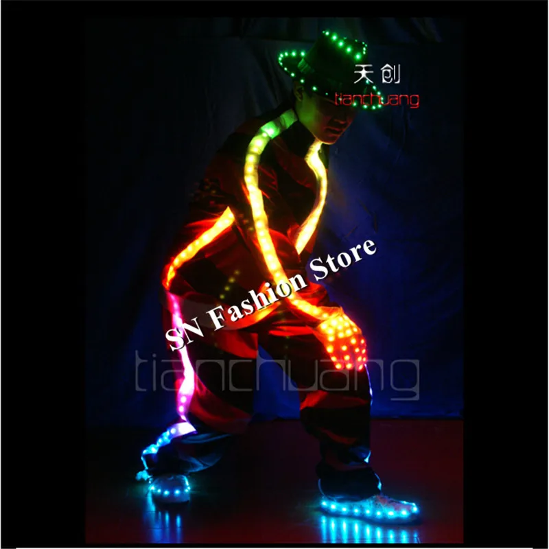 TC17-1 Programmable ballroom dance costumes MJ rgb light robot men suit dj full color bar club performance wears cloth model bar