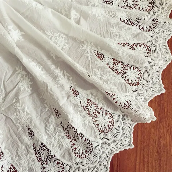 width 125cm Delicate off white lace fabric skirt cotton cloth embroidery fabric DIY fabric dress clothing accessories