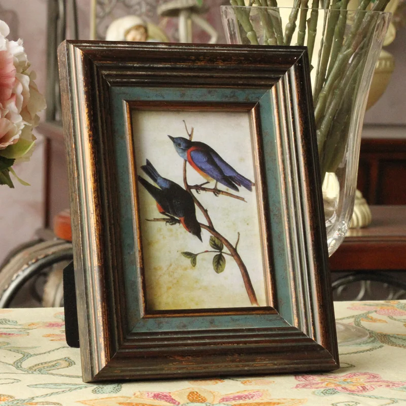 European creative 3/6/8/10 inch retro old wooden frame solid wood frame frame Home Furnishing decoration decoration