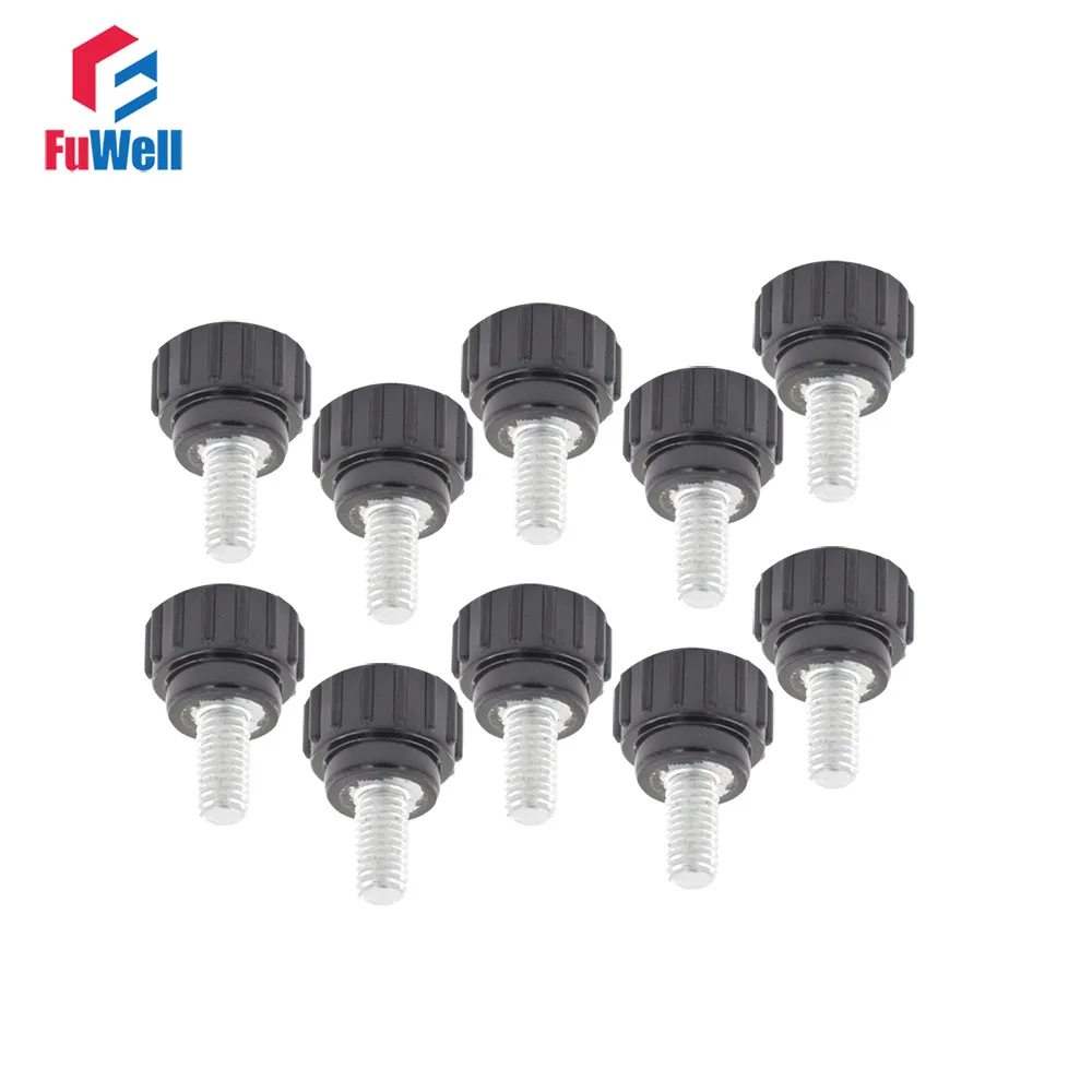 10 шт., резьба M4 x 10 мм, диаметр круглой головки 15 мм, рукоятка с накаткой, винт типа, накатанный винт, Зажимная ручка