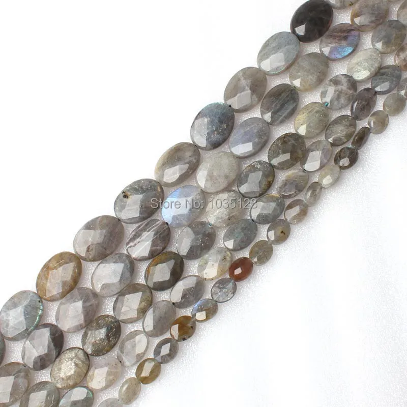 Natural Gray Labradorite Stone Faceted Oval 8x10/10x14/12x16/13x18/15x20mm DIY Loose Beads 15 Inch wj197