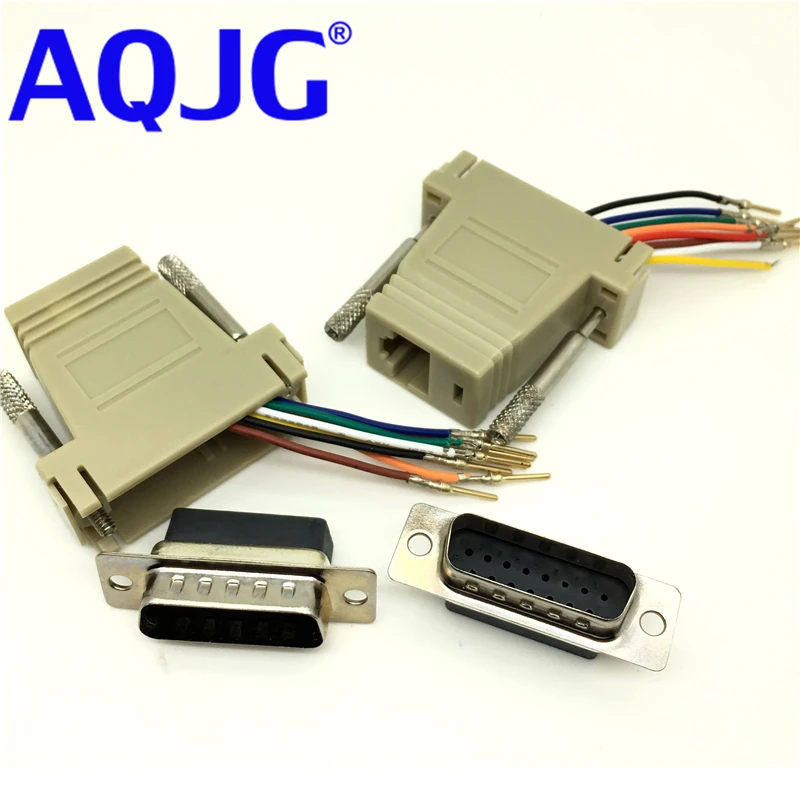 Imagem -02 - Adaptador Modem Macho Rs232 Db15 Adaptador Db15 para Rj45 Adaptador de Conversor Compatível com Db15 Duas Fileiras para Rj45 Adpater com 10 Peças