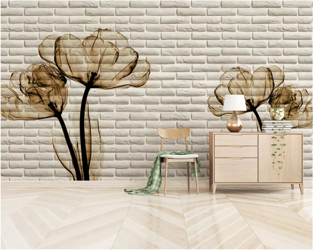 

beibehang Wallpaper Fashion Tulip 3D Bric TV Wall papel de parede para quarto wallpaper for walls 3 d papier peint wall paper