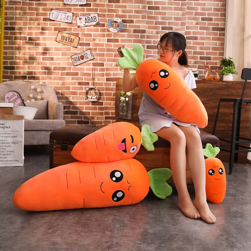 45/50/65/90cm Cartoon Smile Carrot Plush toy Cute Simulation Vegetable Carrot Pillow Dolls Stuffed Soft Toys for Children Gift