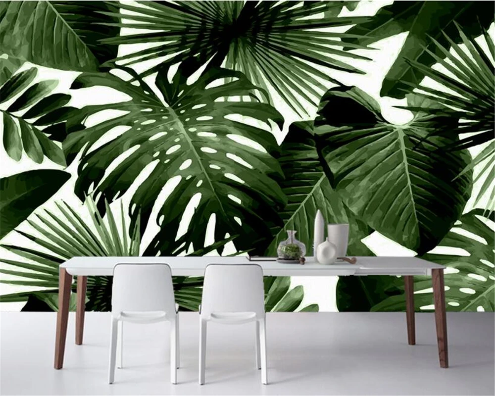 

Custom photo wallpaper retro tropical rain forest banana leaf Hotel TV backdrop decoration 3d wallpaper Wall Sticker