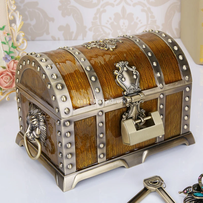 

Metal Alloy Treasure Box Chest Jewelry Case Vintage Home Decoration Birthday Gift 20*13*12.8cm Treasure Chest Storage Boxes