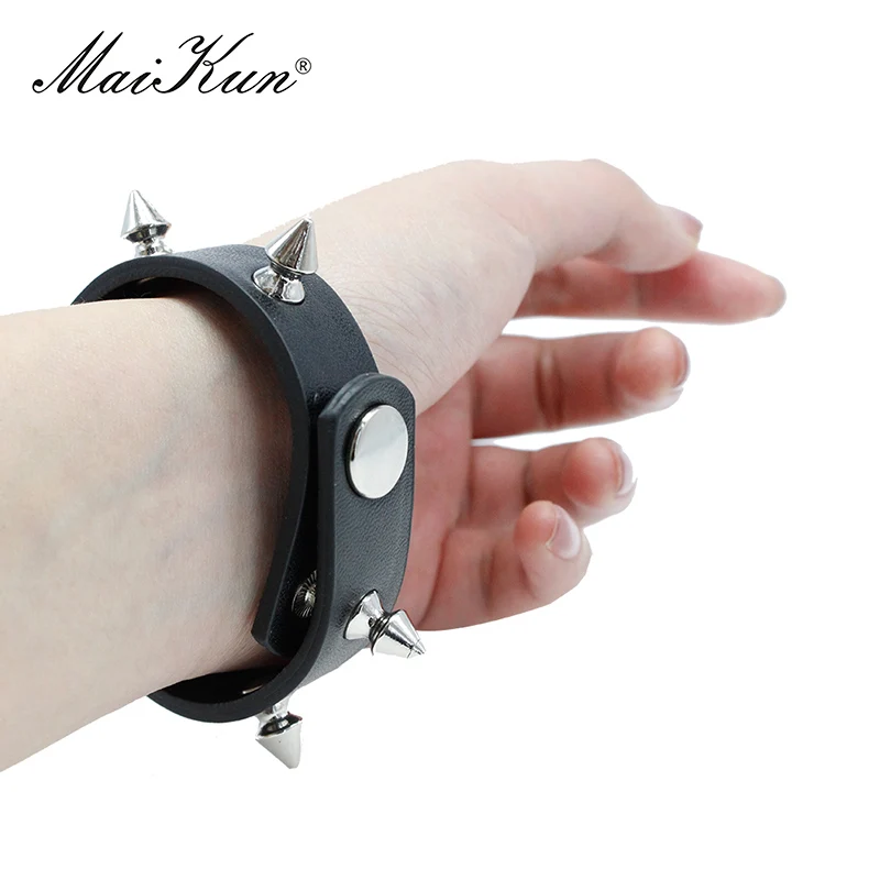 Maicobertura de dia das bruxas harajuku gótico cuspida espinho rebite preto pulseiras e braceletes de couro punk pulseira fina feminina masculina e joalheria