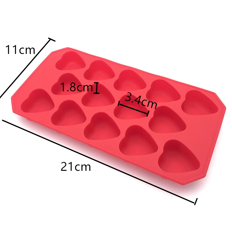 Aomily 14 Holes Romantic Heart Shaped 3D Chocolate Cake Mold Bakeware Silicone Handmade Pop Candy Pudding Muffin Icecream Mould