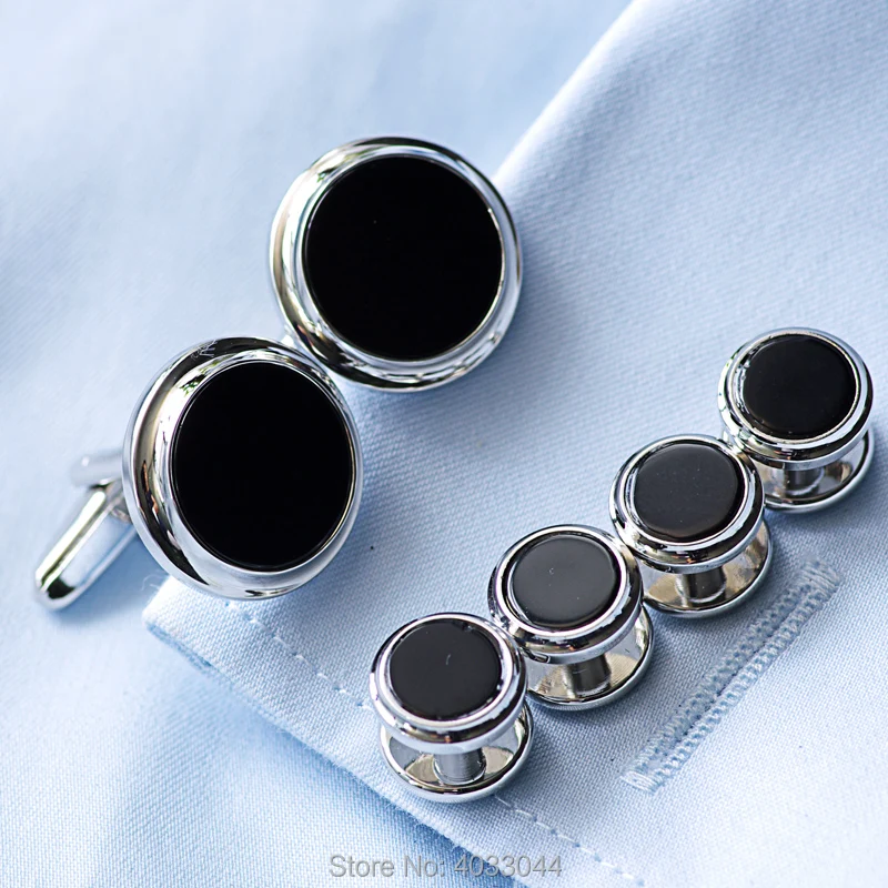 formal shirts men 6pcs black onyx tuxedo cufflinks set cuff links stud for wedding Accessory