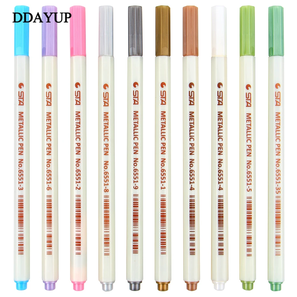 10Pcs/lot Metal Color Marker Paint Multicolor Marker pens For Drawing Student Art Pen Office Stationery Gift