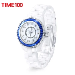 New Time100 Women Ceramic watches Luxurious Brand Fashion High-tech Precision Ceramic Strap Diamond Ladies Quartz Watch