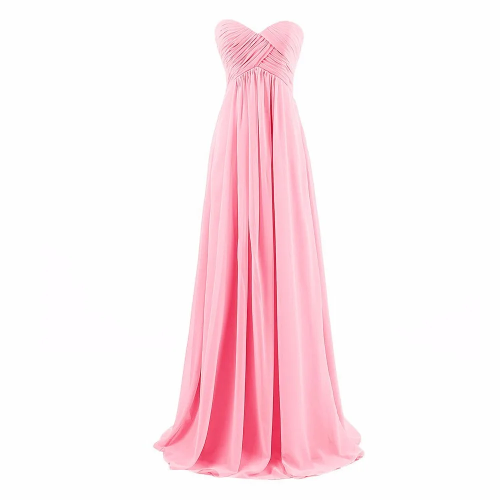 Longo chiffon vestidos de dama de honra 2022 nova a linha sem mangas sem alças drapeado ruched vestidos formais para vestidos de casamento