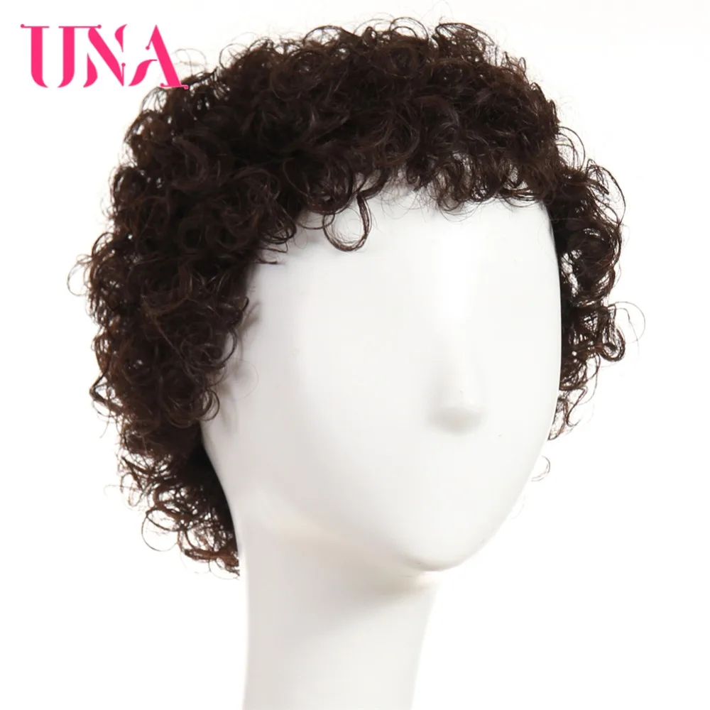 UNA Short Indian Human Hair Wigs Remy Hair Wigs 120% Density Short Jerry Curl Wigs Afro Wigs For Women Color 11 Colors Available