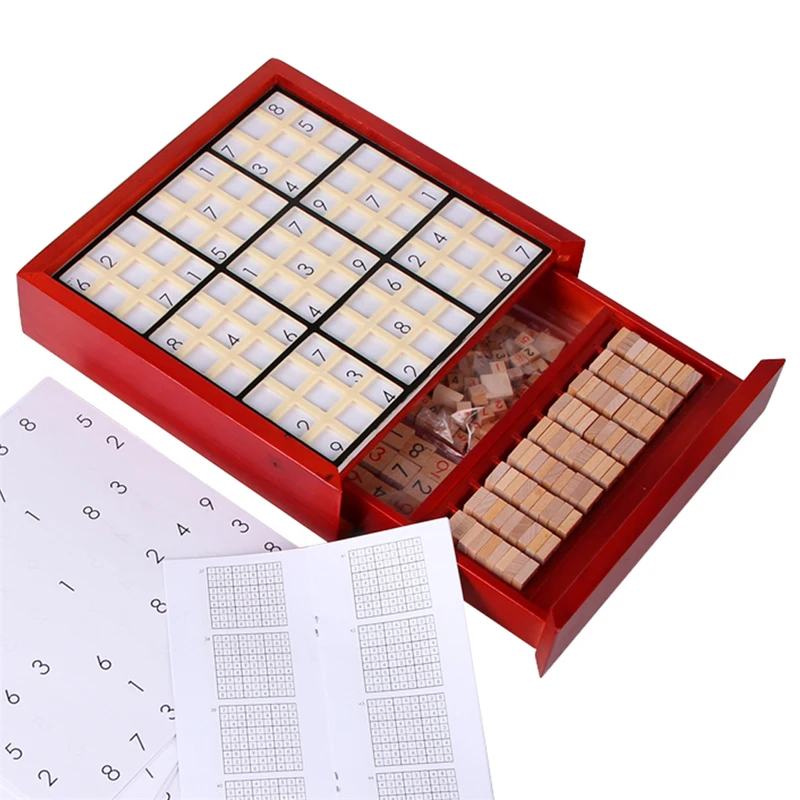 

BSTFAMLY Children Sudoku Chess Beech with drawer 24*24*5.5cm 81Pcs/Set International Checkers Folding Game Table Toy Gift LF04