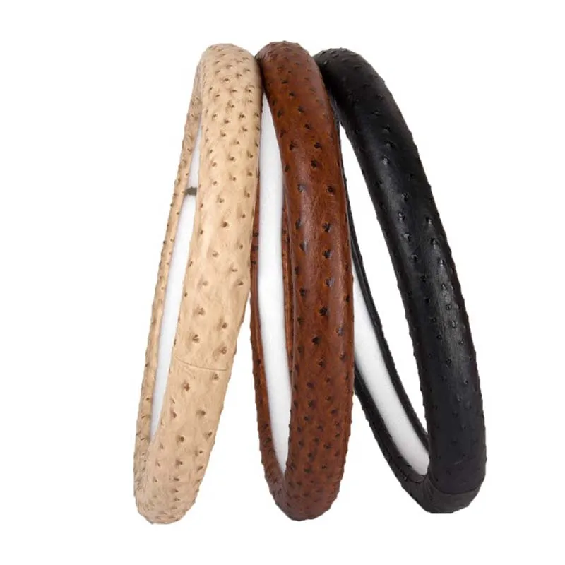 13 Colors Ostrich Grain Car Steering Wheel Cover Fiber leather Steering-Wheel Covers Cases Car Accessories For Girls Women image 2