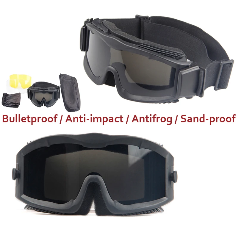 

Airsoft Paintball Ballistic Glasses USMC Army Military Goggles Anti-Fog Tactical Glasses For Hunting Shooting 3 Lens