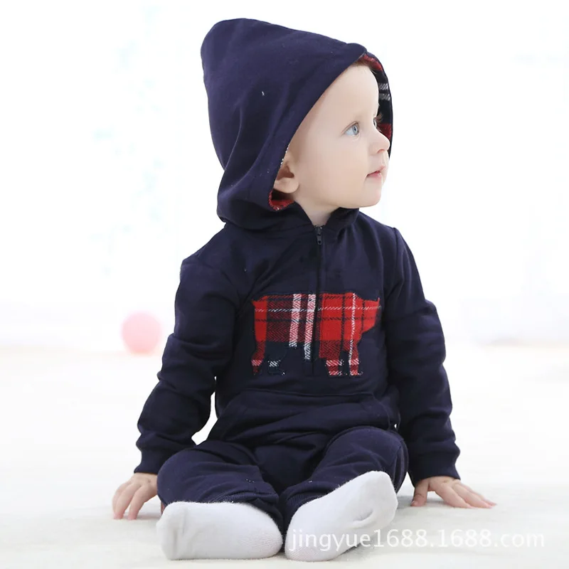 

Boy Girl Baby Clothes Cotton Spring And Autumn Leisure Neonatal Hooded Jumpsuits Multi-function Suit Wear Inside And Outside