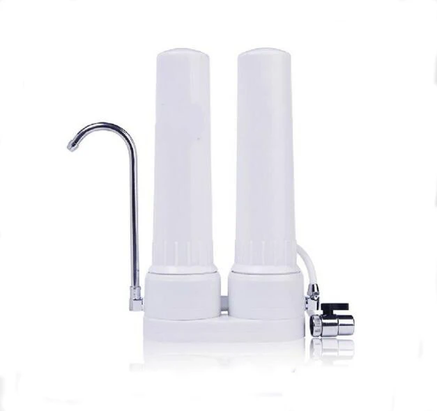 Countertop 2 Stage Water Purifier/Tap Water Filter/Home Water Treatment+Ceramic Candle combined Carbon block,KDF&Calcium Sulfite