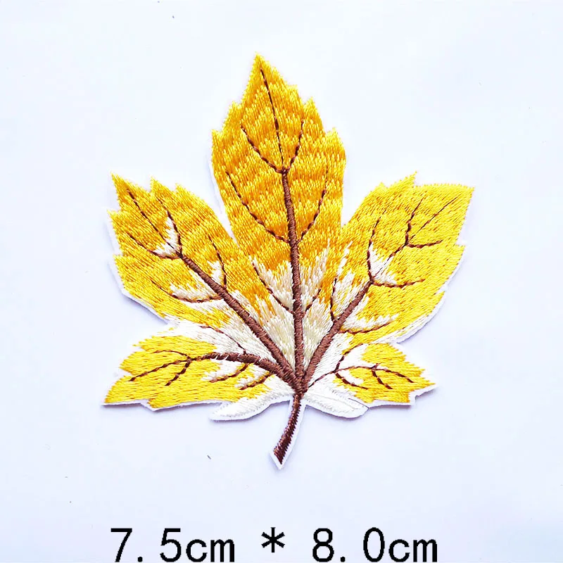 Hot Melt 24 Colors Flower Embroidered Maple Leaf Applique Leaves Badges Iron On Patch For Clothes Sewing Crafts Jeans Decoration