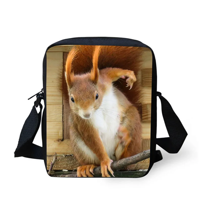 High quality 3D print  Forest squirrels pattern adult and children's messenger bag shoulder bag diagonal package bag purse hot