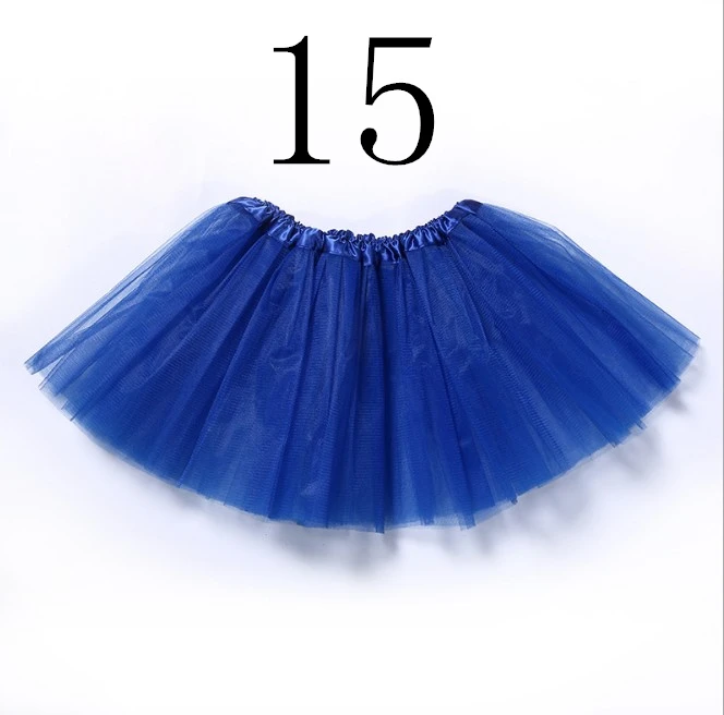 Enagua de tul de ballet para niñas, Falda corta transparente, azul, rosa, rojo, elástica, 3 capas, tutú, Rockabilly, 30cm