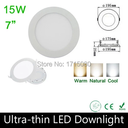 10 pcs/lot Ultra thin design 15W LED panel light round LED Recessed ceiling light natural white for home lighting lamp Via DHL