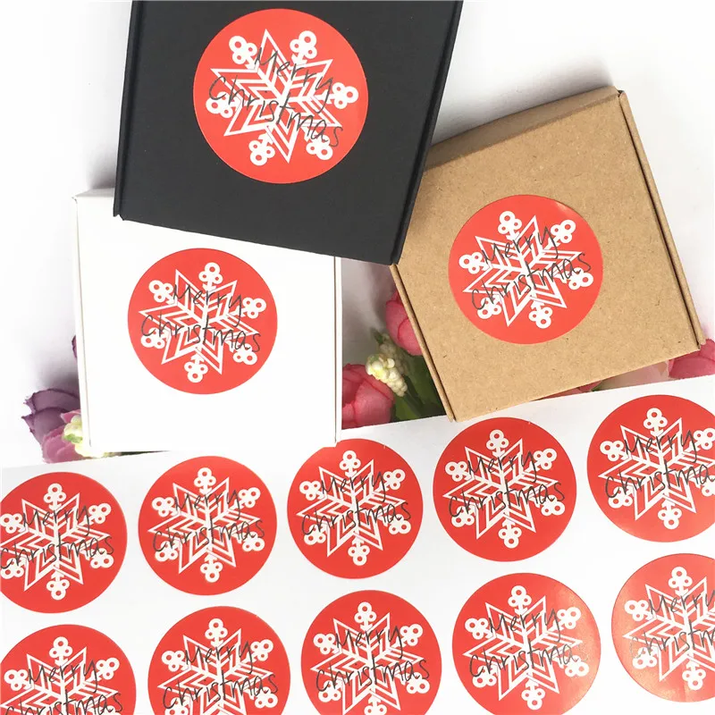 

5000Pcs/Lot 3.5x3.5cm Round Shape Sticker Labels Snowflake Pattern for Jewelry Boxes Christmas Gifts Bags Self Adhesive Stickers