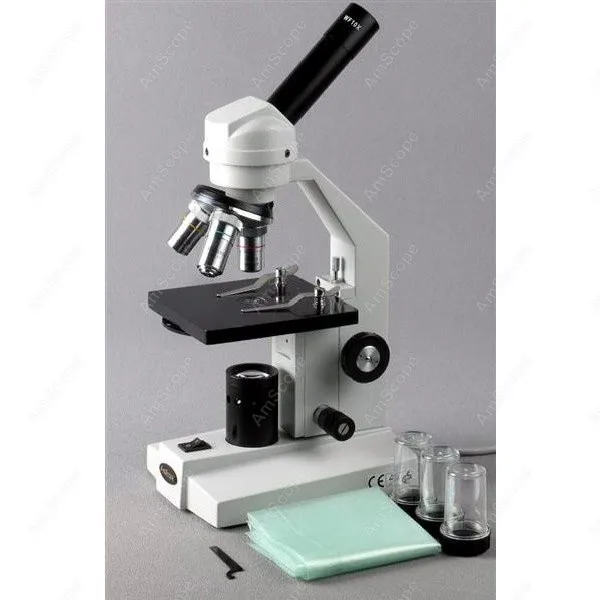 High Power Compound Microscope --AmScope Supplies High Power Compound Microscope for Students + Slide Kit