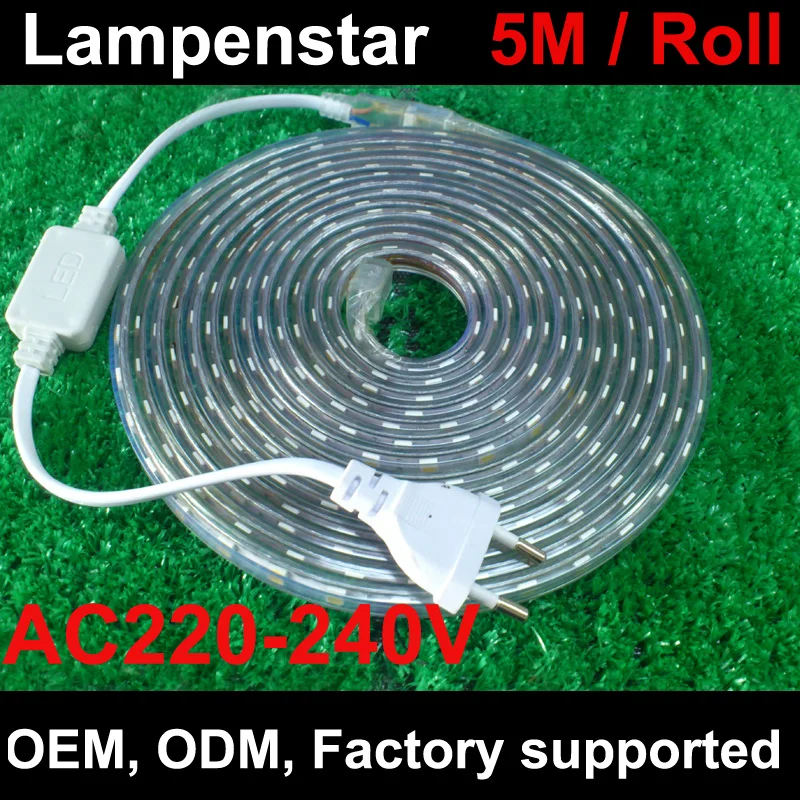 SMD 5050 AC220V LED Strip Flexible Light Led Tape LED Light 1M/2M/3M/5M/6M/8M/9M/10M/11M/12M/13M/14M/15M//16M/17M/18M/19m/20M/25