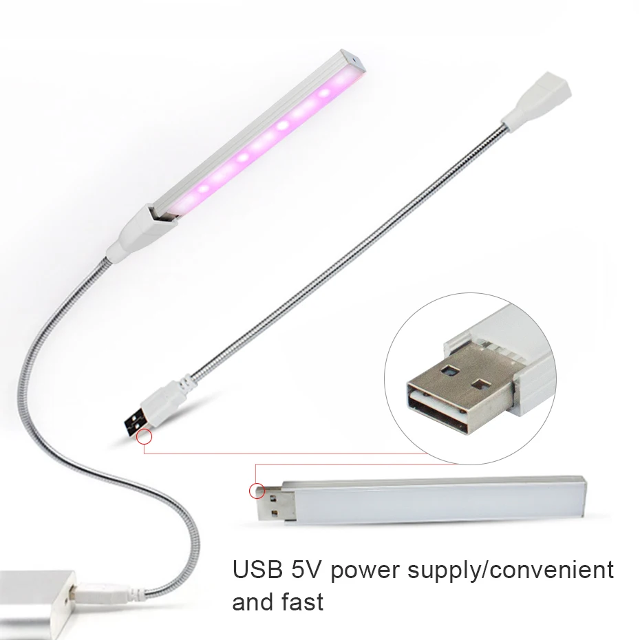 Led Grow Light Full Spectrum Red Blue 5V USB Grow Lights Flexible Pole 3W For Hydroponics Seedlings Flowers Plants Growing Lamp