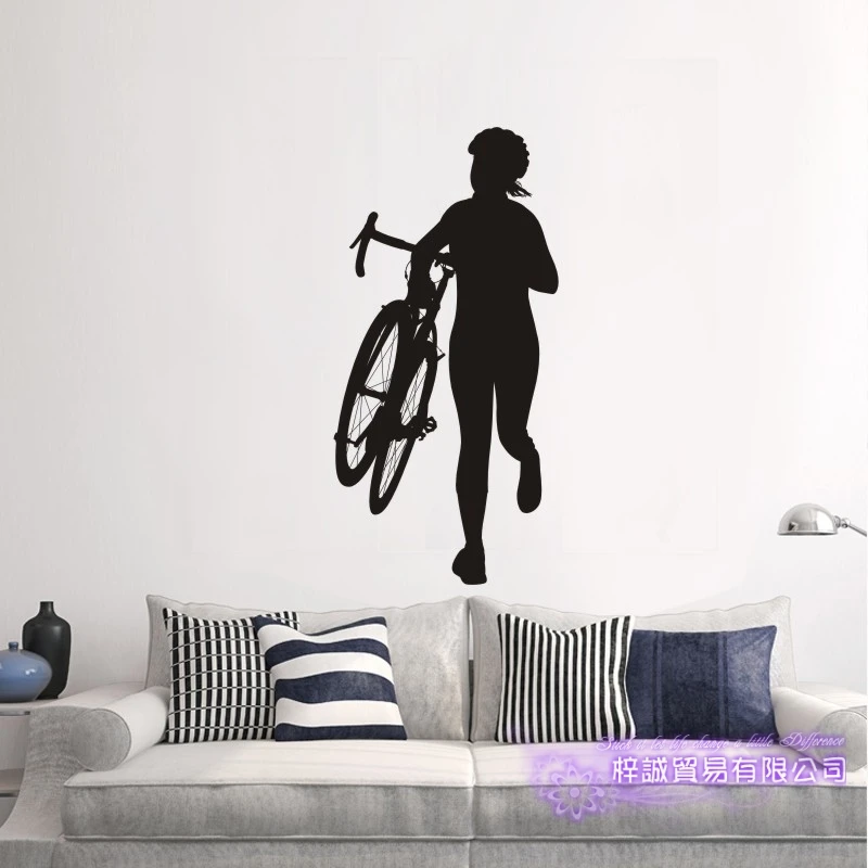 Women Bike Shop Wall Sticker Customized Sports Posters Vinyl Wall Decals Pegatina Decor Mural Car Windows Bicycle Decal