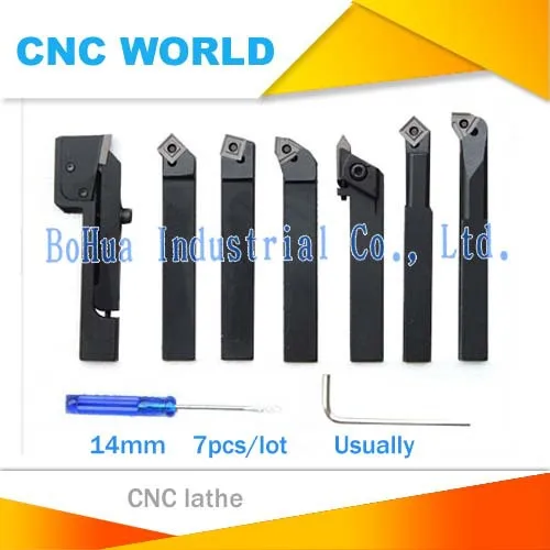 14mm 7pcs 1set indexable carbide turnnig lathe cutter tool set, none Titanium,wholesale