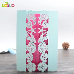 10pcs Beach Wedding Invitations Shell and Sea Star Cards Laser Cut Paper