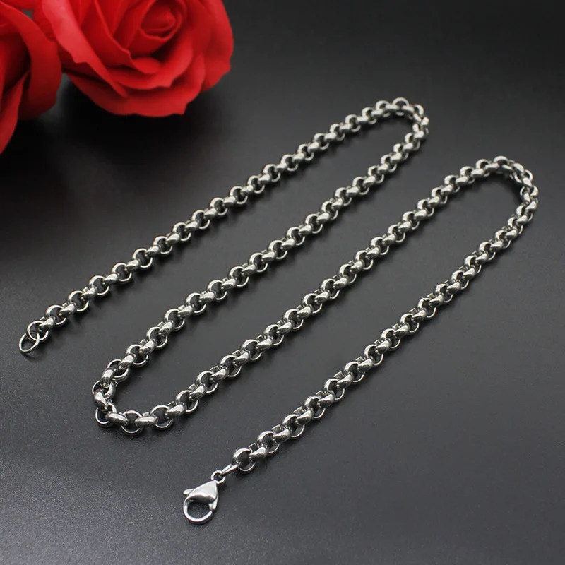 Aiovlo 2 3 4 5 6mm Stainless Steel Necklace O Link Necklace Chain Men Women Wholesale Accessories Chain for DIY Jewelry Making