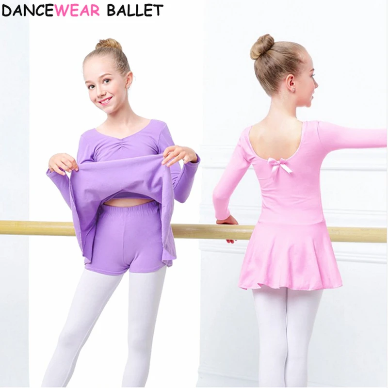 Abito da ballo di balletto in cotone Toddler Girls Child Ballet Dance Clothes Kids ginnastica body Training Dancewear