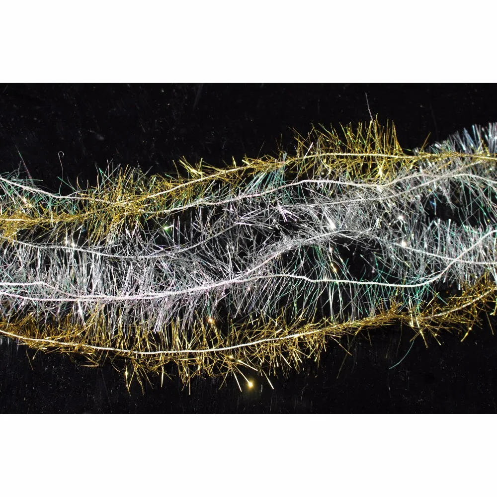 

Tigofly 3 Cards 3 Colors 15m Super Long 18mm Width Tinsel Chenille Crystal Flash Line Fritz Fly Tying Materials