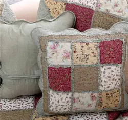 Pastoral Quilted Fabric Pillowcase, Flower Cushion Cover, Cloth Throw Pillow Cover, Home, Office, Car, Sofa Decor
