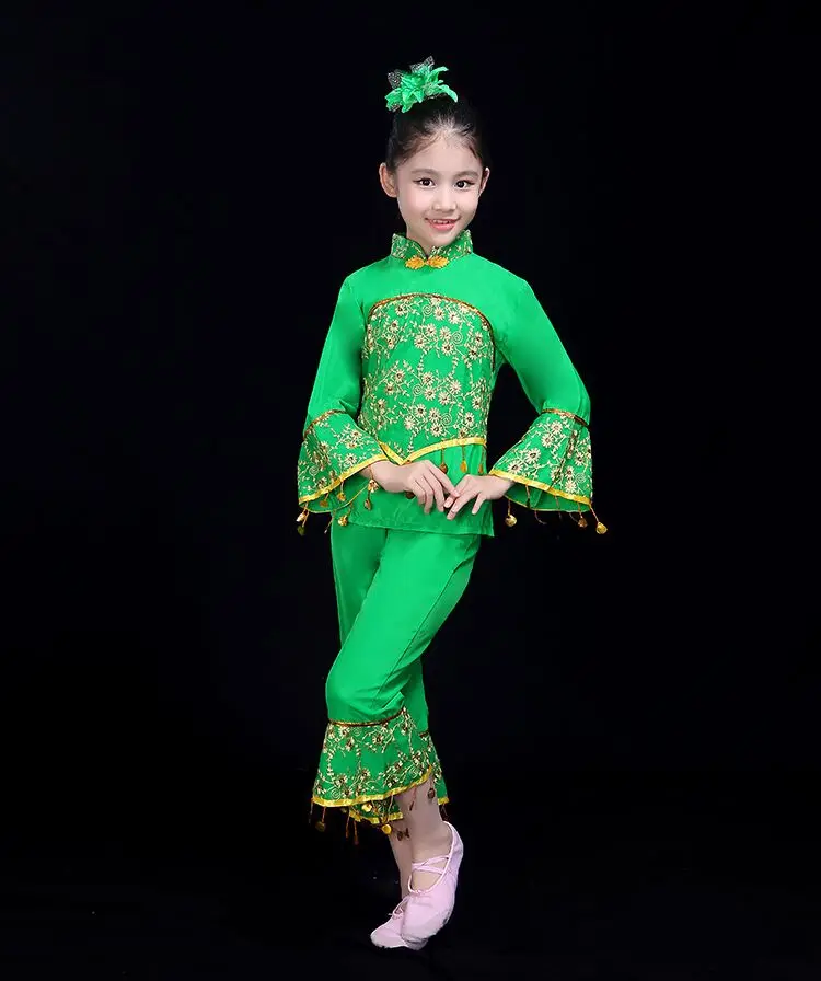 Costume de danse Yangko pour filles, vêtements de performance pour le nouvel an chinois, vêtements de danse de scène pour filles, 5