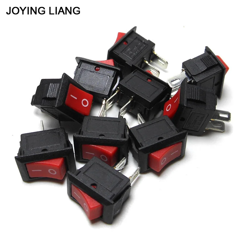 JOYING LIANG 10*15mm KCD1-101 117S 250V AC/ 3A Rocker Switch Two-feet Black / Red / White Small Switches