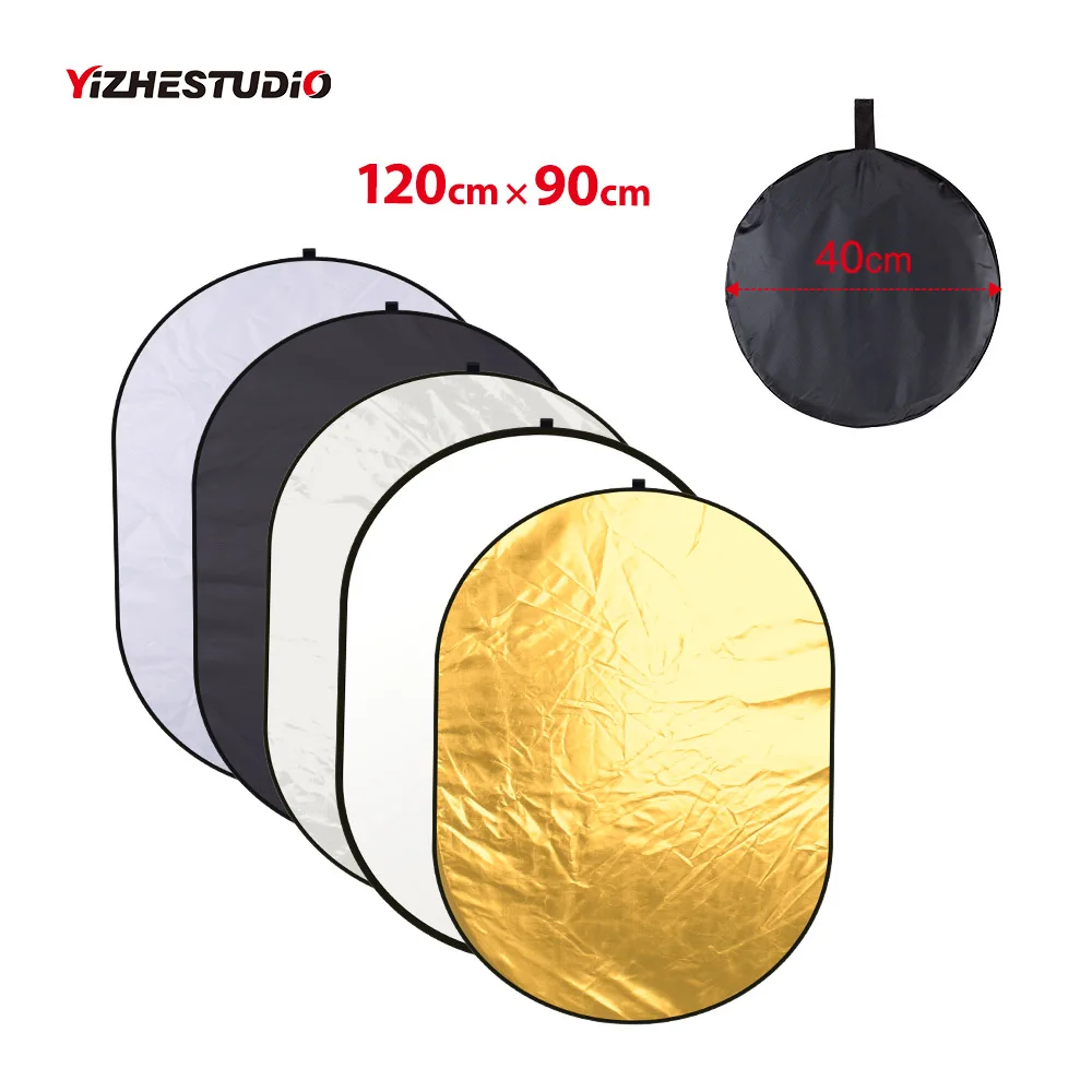 

Yizhestudio 90*120CM 5 in 1 Fotografia Reflector Gold Silver White Black Translucent portable light reflector