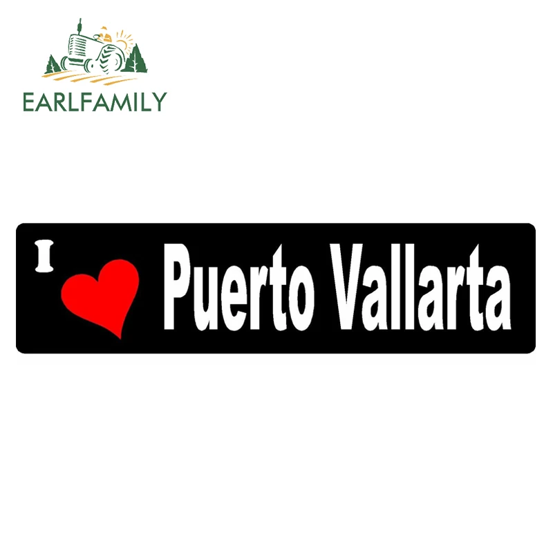 EARLFAMILY 13cm x 3.25cm I Love Puerto Vallarta Mexico Vinyl Car Bumper Decal Vacation Travel Reflective Car Stickers Waterproof