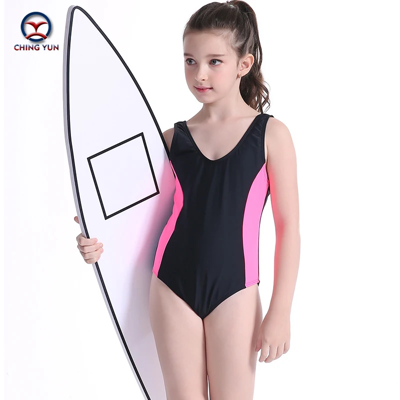 

CHING YUN Swimsuit Girls summer Swimwear Solid vest Bodysuit Children's Kids Beachwear Sports One-piece Swimsit Bathing Suit