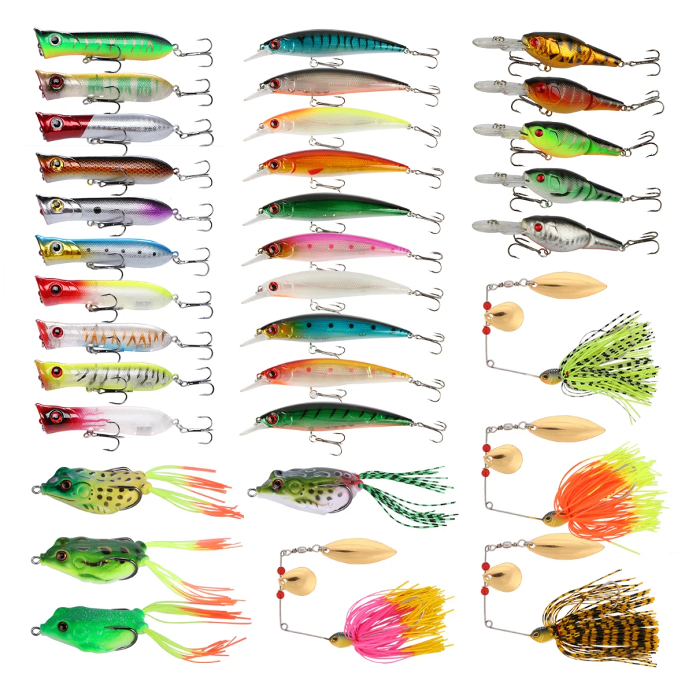 

Goture 31pcs/33pcs Fishing Lure Set Amazing Quality Freshwater Hard And Soft Fishing Lure Kit Minnow ,Popper,Spinnerbait ...