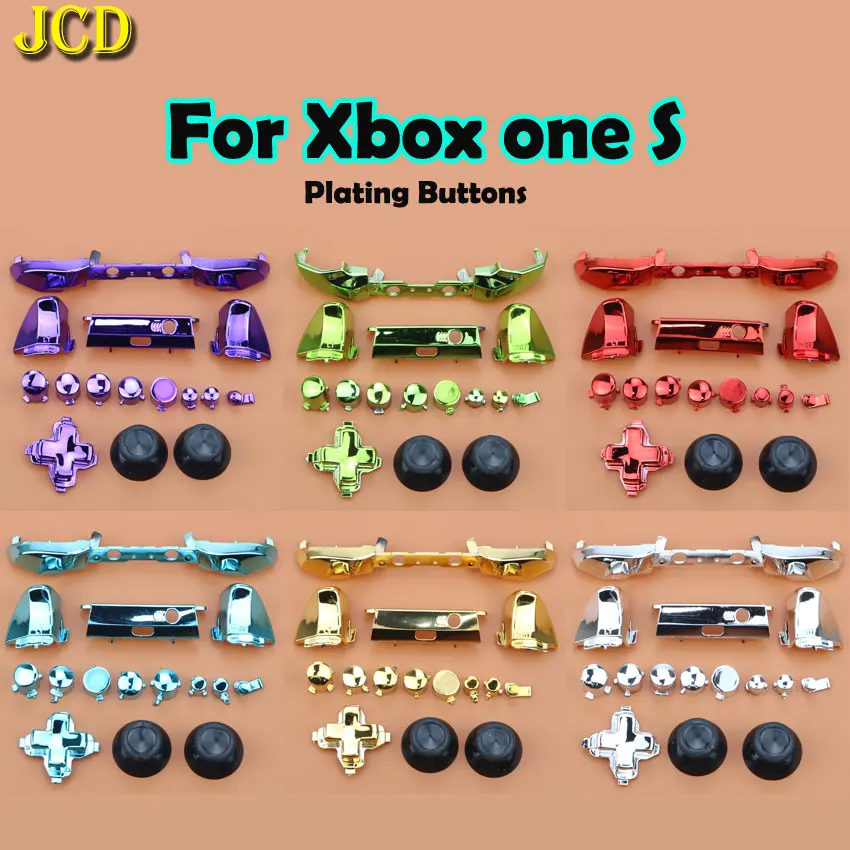 

JCD Full Plating Buttons Set Kits For Xbox One S Slim Controller Thumbstick Bumper Trigger Analog Stick D-pad ABXY Buttons