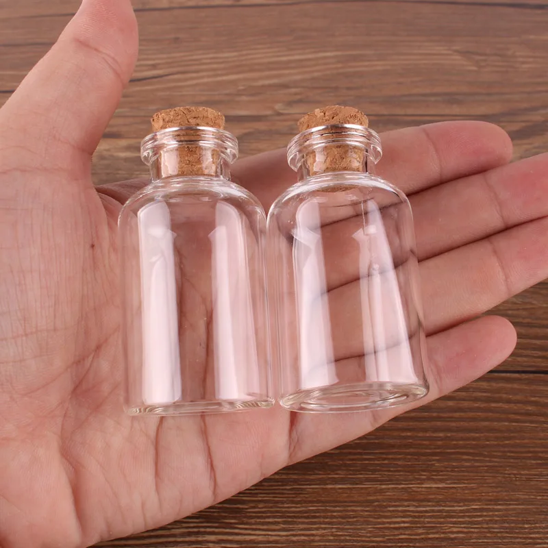 24pcs 30*55*12.5mm 23ml Mini Glass Wishing Bottles Tiny Jars Vials With Cork Stopper wedding gift