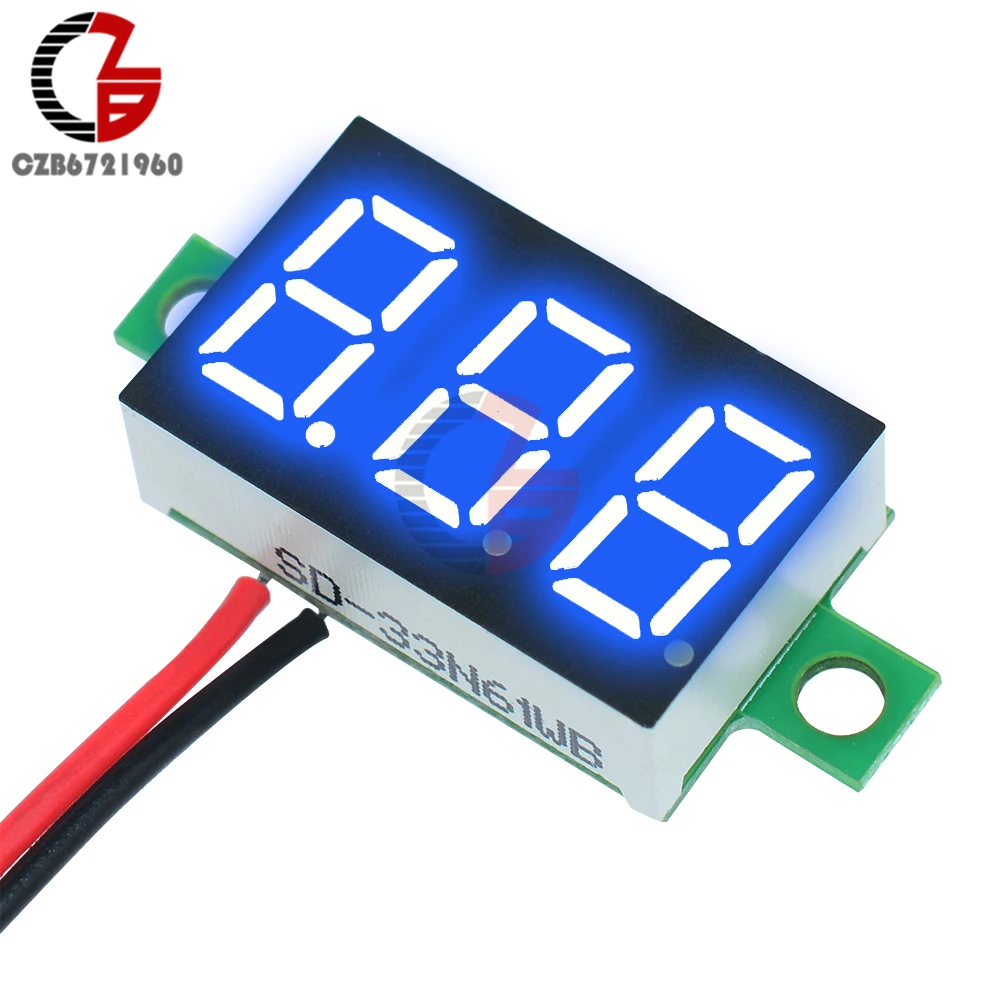 12V Car Voltmeter 0.36 inch LED Digital Voltmeter Voltage Meter Adjustable Volt Detector Tester Monitor DC 4.7-32V 2 Lead Wire