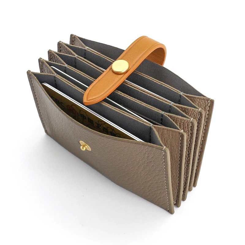 Credit Card Bag Women Genuine Leather Luxury Accordion ID Bus Card Wallet Casual Ladies Money Bag Mini Purses