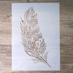 A4 Size DIY Craft Layering Mandala Feather Stencil For Wall Painting Scrapbooking Album Decorative Embossing Paper Card